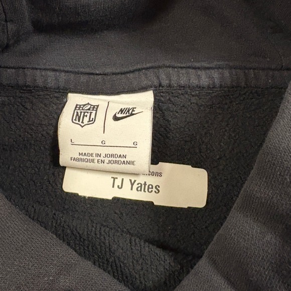 Player UsedNike Atlanta Falcons NFL Black Hoodie Sweatshirt Mens L TJ Yates - Picture 4 of 7